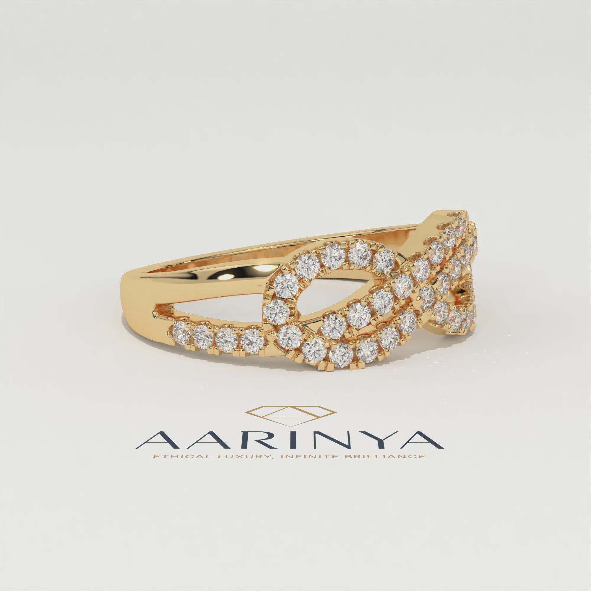 Aarinya Entwined Double Infinity Pave Ring, The Helix Interlocking Infinity Band, The Twin Flame Eternal Wave Ring