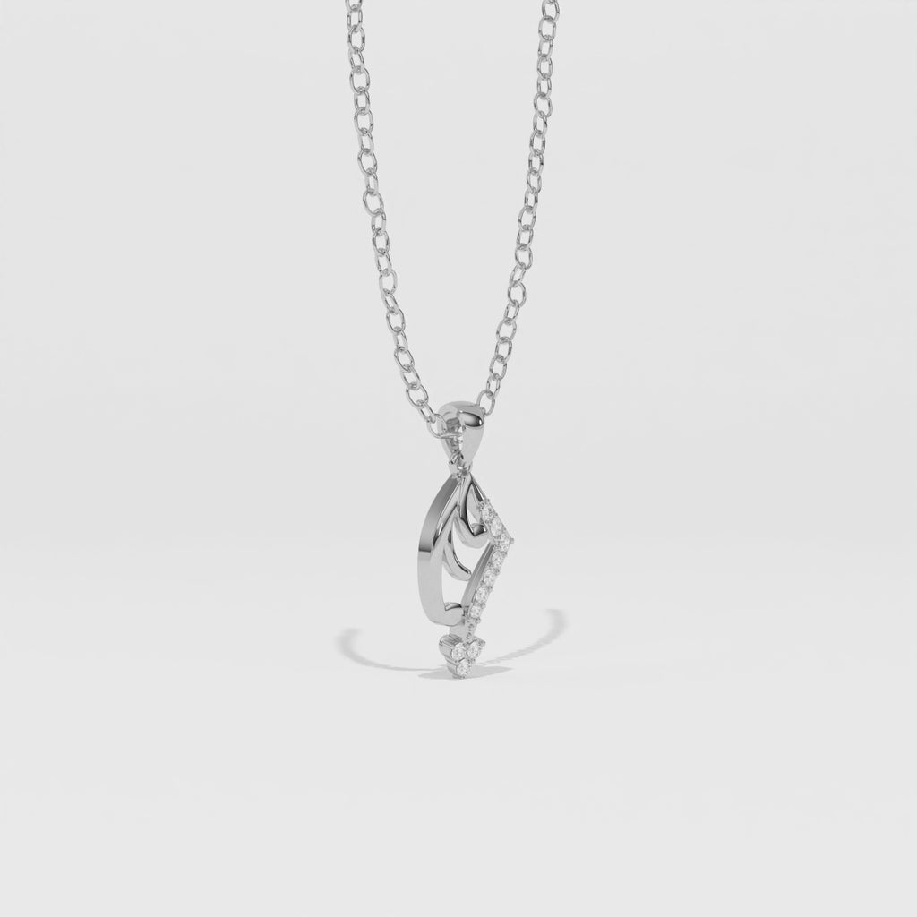 Aarinya Asymmetric Chevron Wave Lab-Grown Diamond Pendant, The Centurion Minimalist Sculpted Openwork Geometric Pendant