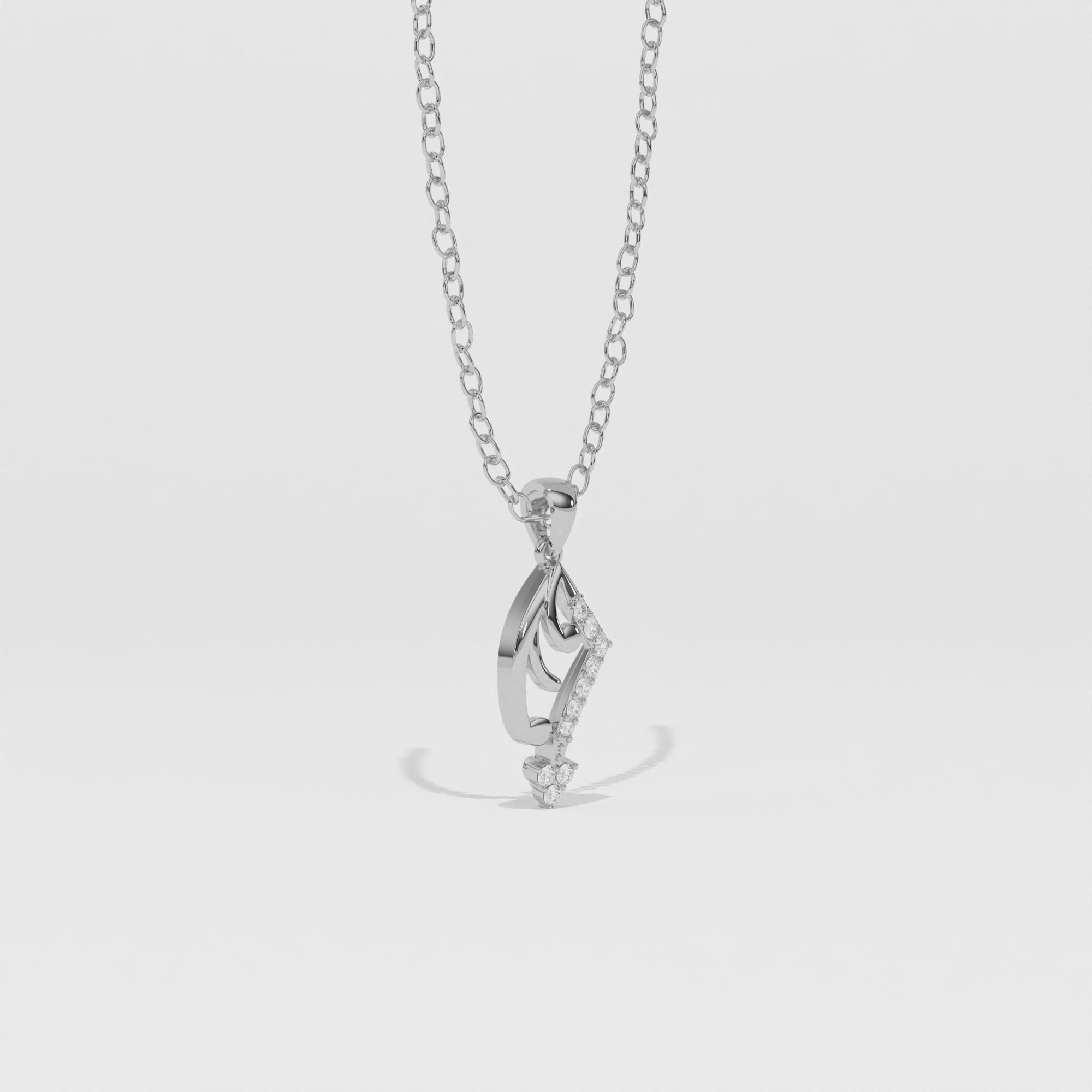 Aarinya Asymmetric Chevron Wave Lab-Grown Diamond Pendant, The Centurion Minimalist Sculpted Openwork Geometric Pendant