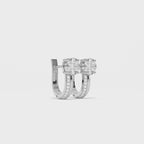 Aarinya Floral Cluster Double-Row Diamond Huggie Earrings, The Centurion Minimalist Split-Shank Flower Cluster Hoops