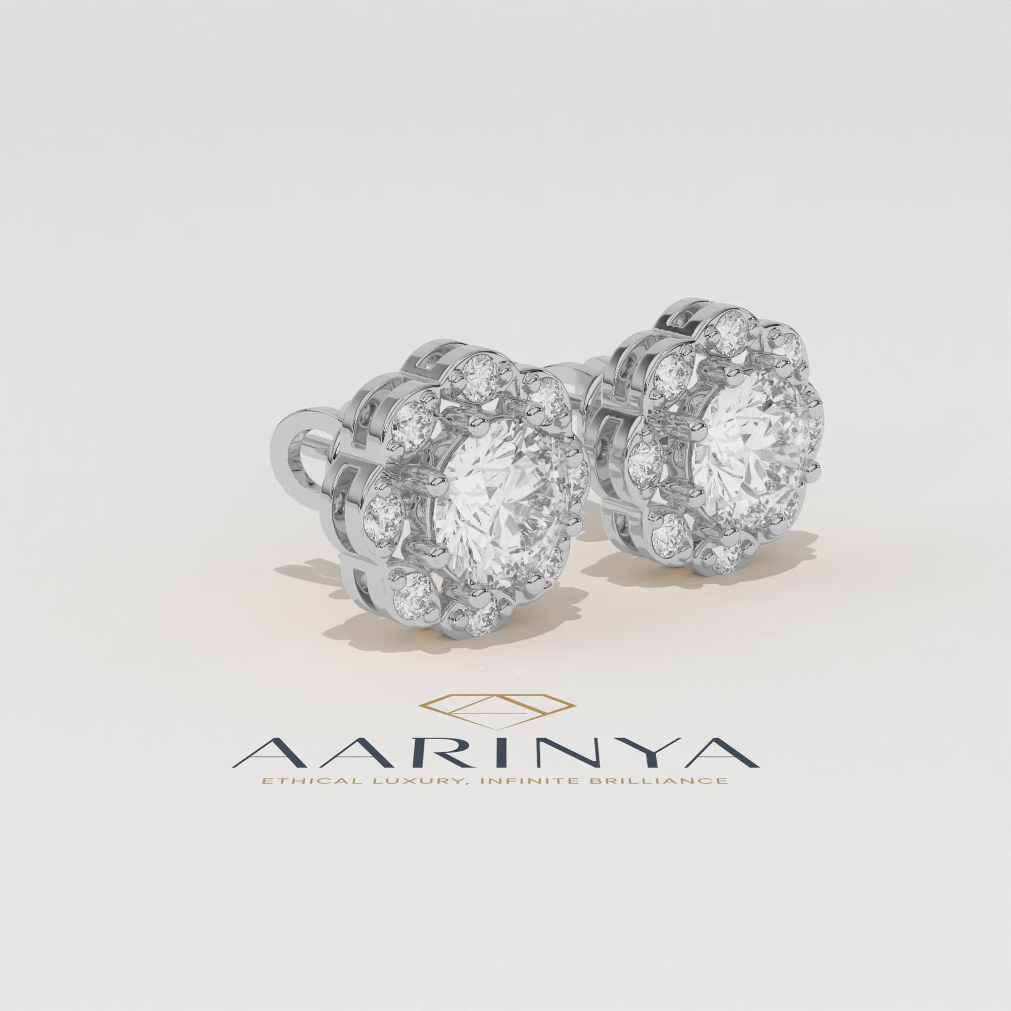 Aarinya Blossom Floral Tops Earring, The Radiant Flower Earring, Petite Petal Diamond Tops, Flower Diamond Earrings