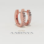 Aarinya Matrix Diamond Hoop Earrings, The Architectural Diamond Huggie Hoops, Channel Set Diamond Huggie Hoops