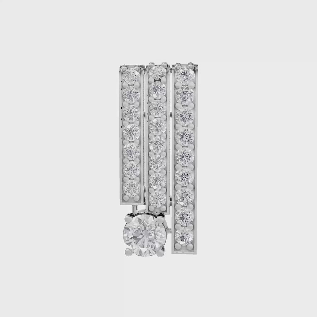 Aarinya Linear Solitaire Brooch, The Zenith Cascade Lab-Diamond pin