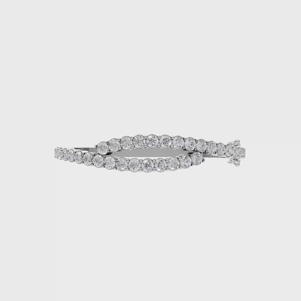 Aarinya Interlocking Dual-Row Diamond Bracelet, The Crossover Luminance Diamond Kada Bracelet