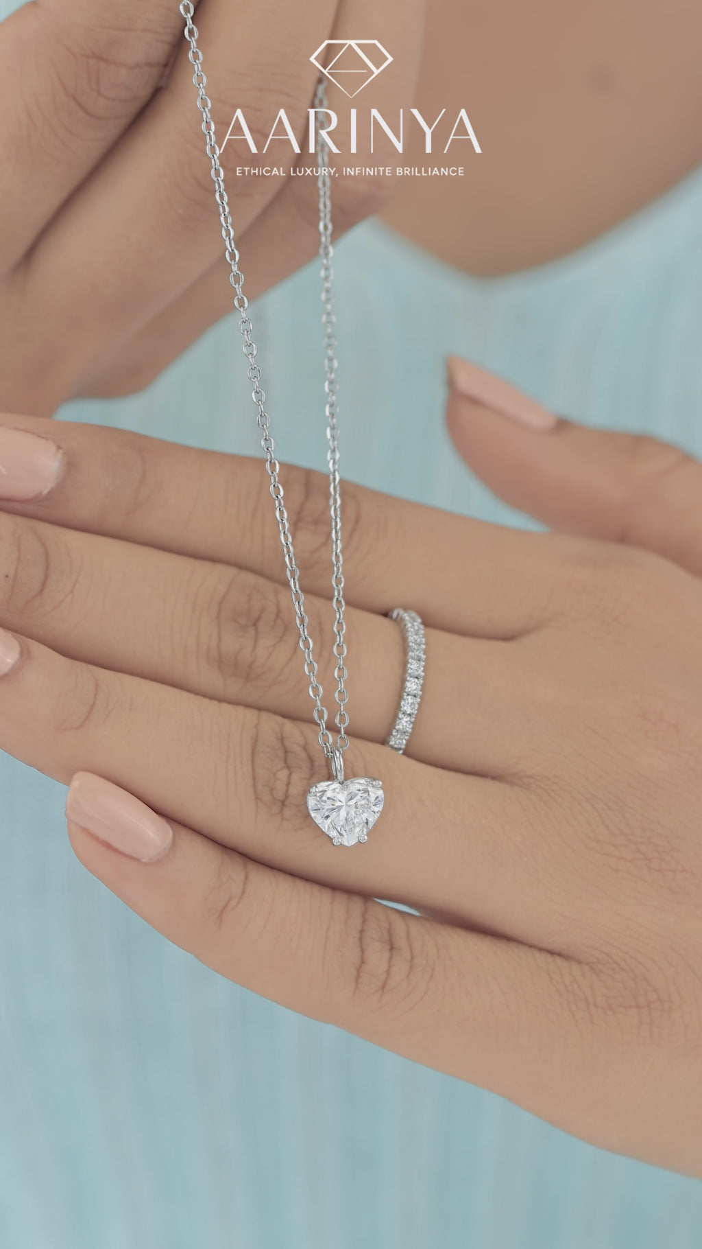 Aarinya Amore Heart Pendant, Minimalist Heart Cut Diamond Pendant