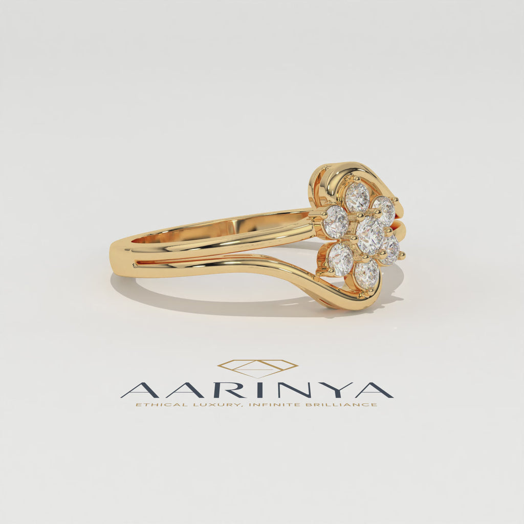Aarinya Fiore Twist Cluster Ring, The Meadow Blossom Ring, Petite Floral Wave Silhouette Ring, Aarinya Sleek Wave Twist Diamond Ring