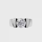 Aarinya  Wide-Band 1.5 Carat Lab-Grown Diamond Solitaire Ring, The Vantage Silhouette Industrial Bar-Lock Statement Ring