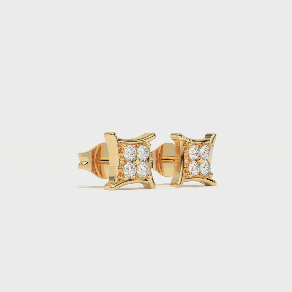 Aarinya Kite-Frame Lab-Grown Diamond Cluster Stud Earrings, The Centurion Minimalist Curved Chevron Mosaic Studs