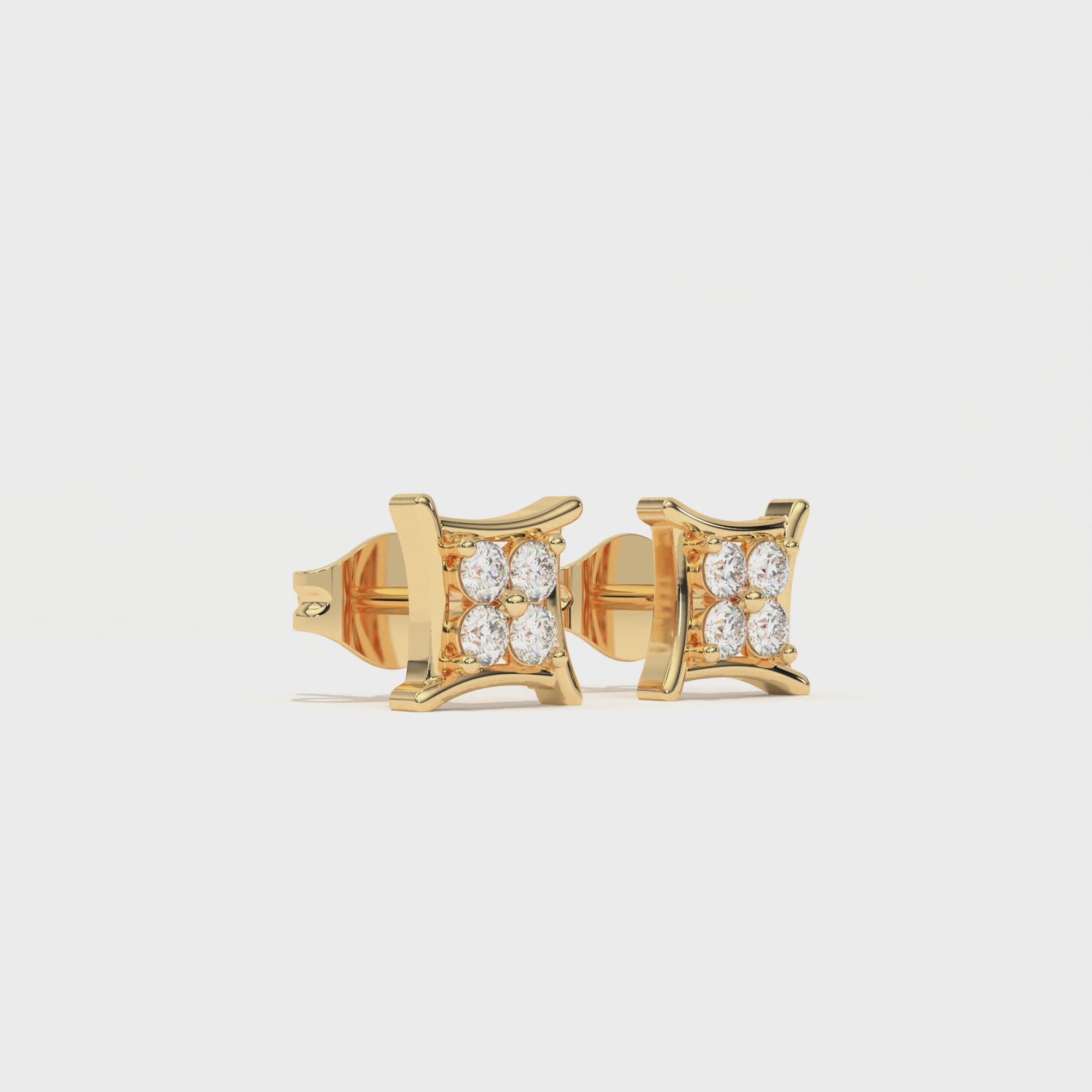 Aarinya Kite-Frame Lab-Grown Diamond Cluster Stud Earrings, The Centurion Minimalist Curved Chevron Mosaic Studs