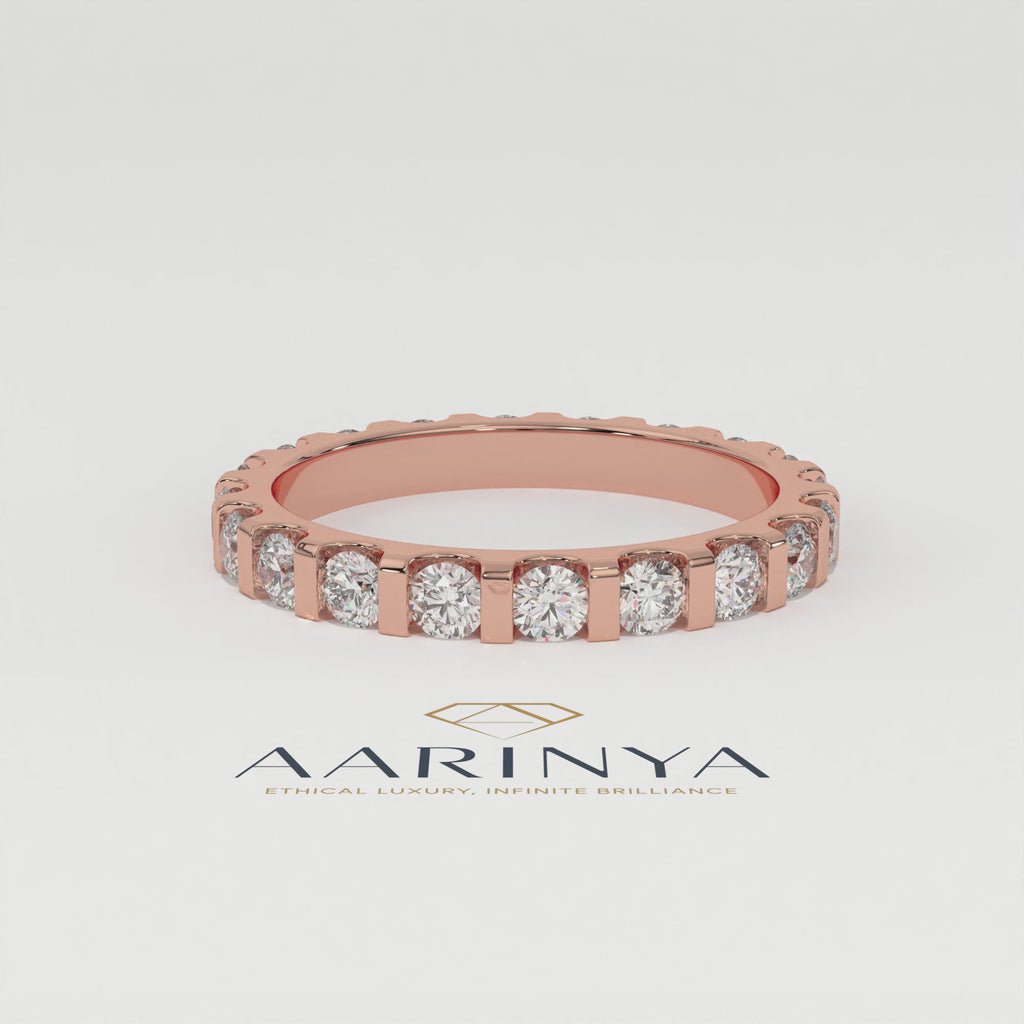 Aarinya Bar-Set Round Diamond Eternity Band, The Horizon Floating Diamond Ring