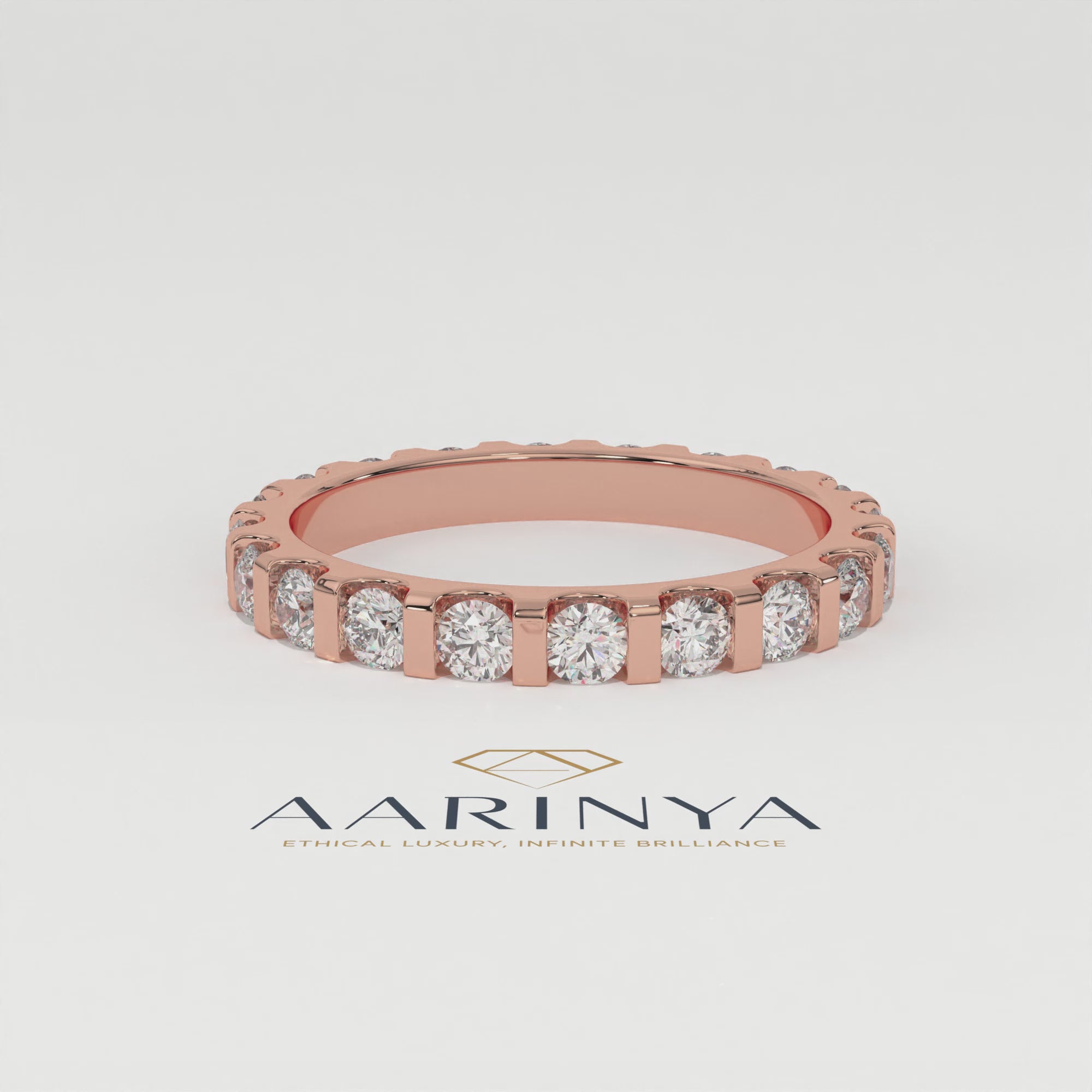 Aarinya Bar-Set Round Diamond Eternity Band, The Horizon Floating Diamond Ring