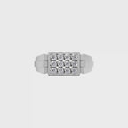 Aarinya Geometric Diamond Signet Ring, The Sovereign Pave Grid Men's Diamond Ring
