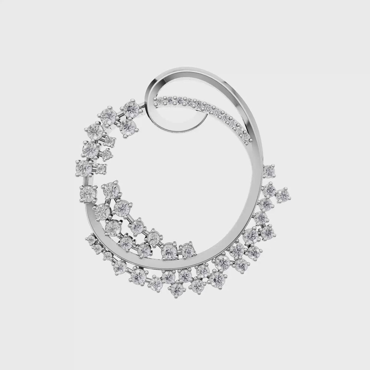 Aarinya Wave Cluster Diamond Circle Pendant