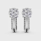 Aarinya Floral Cluster Double-Row Diamond Huggie Earrings, The Centurion Minimalist Split-Shank Flower Cluster Hoops