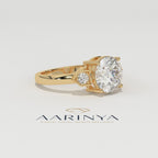 Aarinya Geometric Three-Stone Diamond Ring, The Deco Arrow Three-Stone Solitaire, The Eternal Timeline Chevron Ring, Rose Gold Chevron 3-Stone Ring