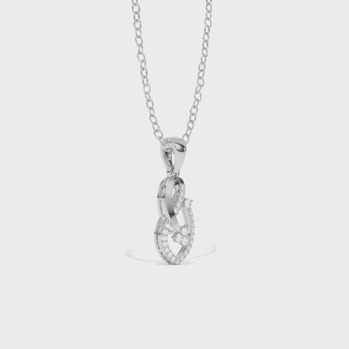 Aarinya Asymmetric Infinity Sculpted Openwork Leaf Ribbon Diamond Pendant