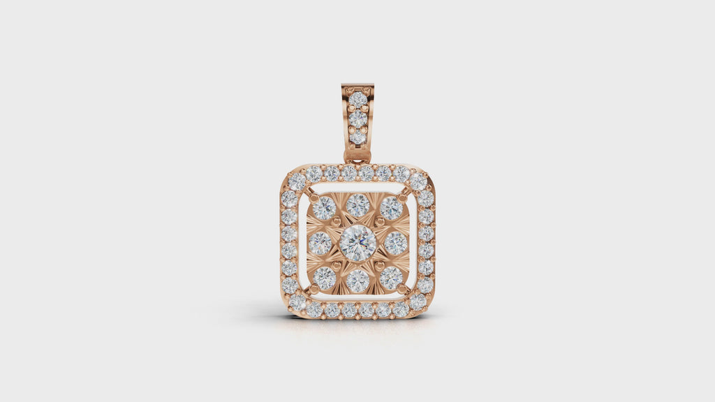 Aarinya Celestia Aura Square Cushion Halo Starburst Lab-Grown Diamond Pendant