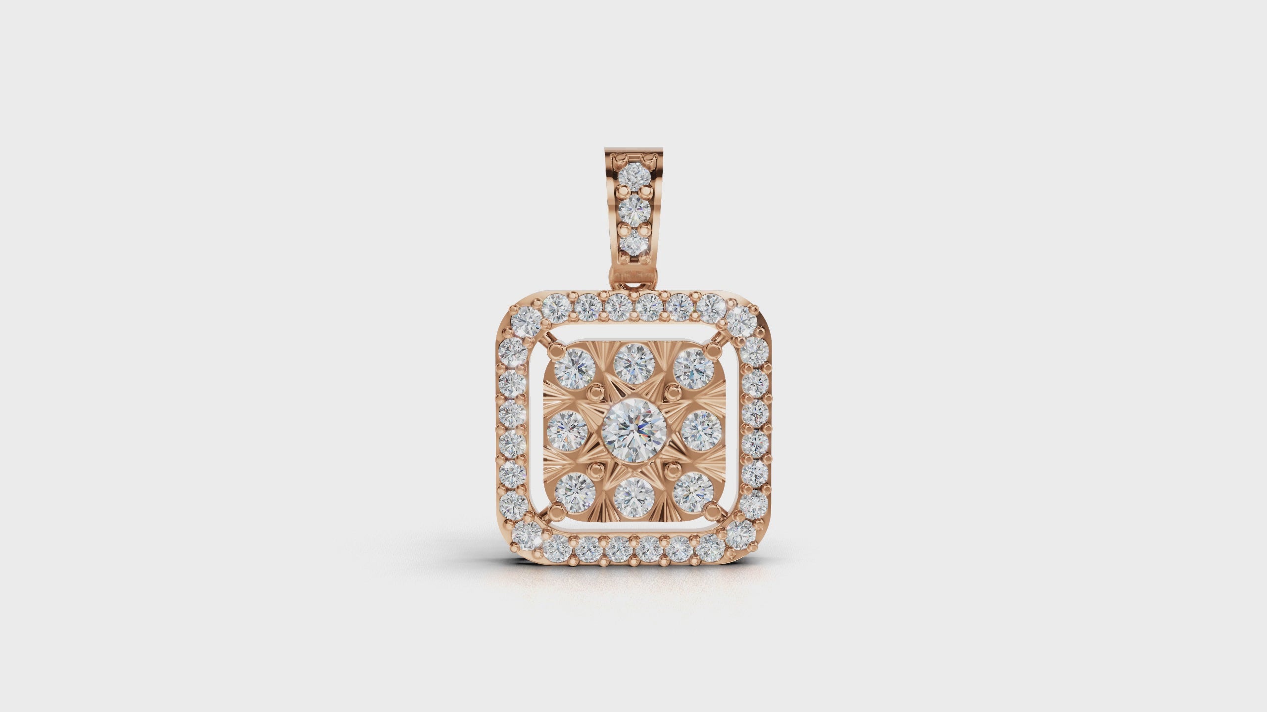 Aarinya Celestia Aura Square Cushion Halo Starburst Lab-Grown Diamond Pendant