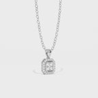 Aarinya Deco Quad-Solitaire Diamond Geometric Pendant, The Centurion Minimalist Tiered Illusion Cushion Pendant