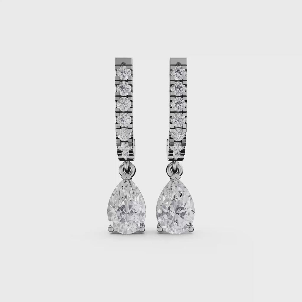 Aarinya Pear-Cut Solitaire Linear Diamond Drop Earrings