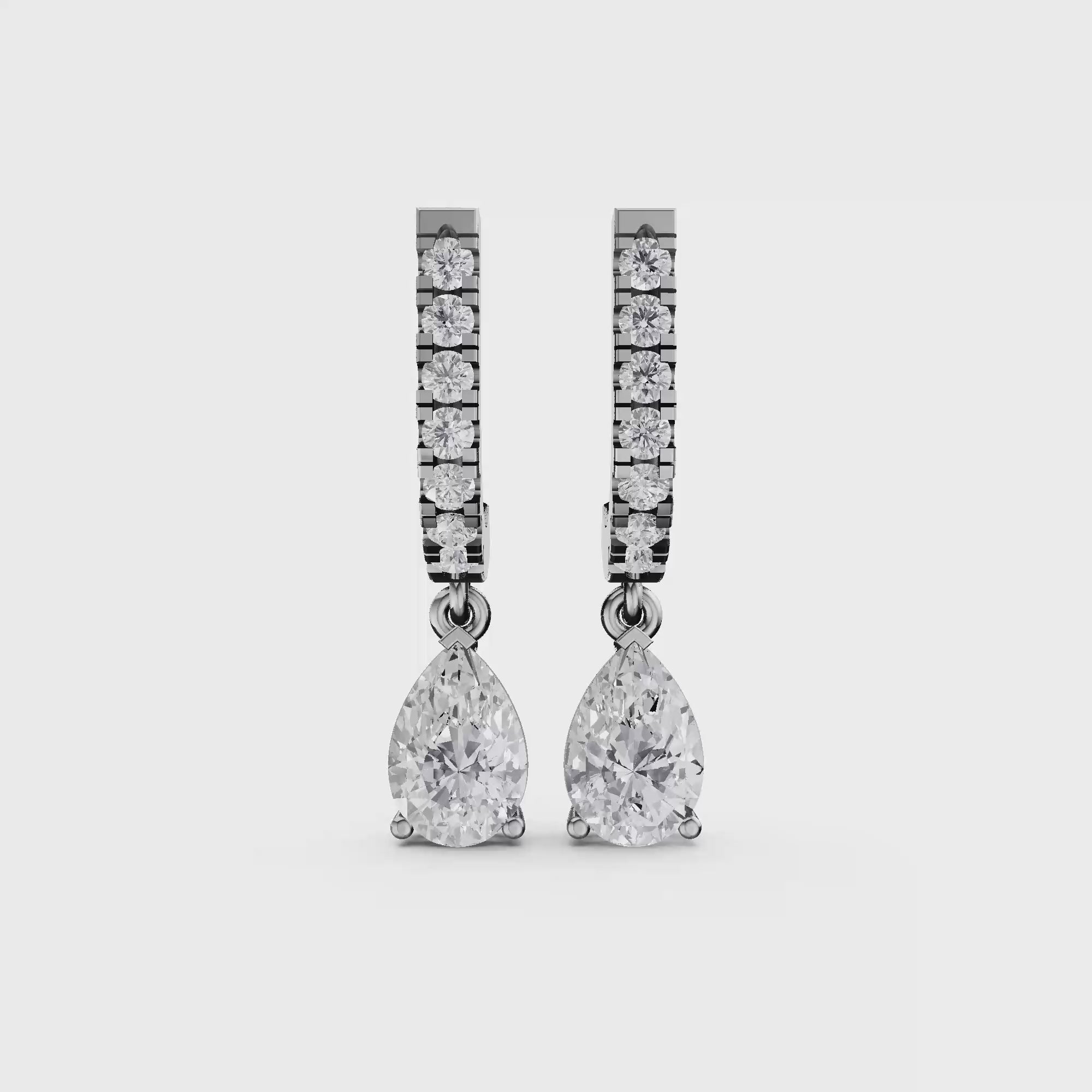 Aarinya Pear-Cut Solitaire Linear Diamond Drop Earrings