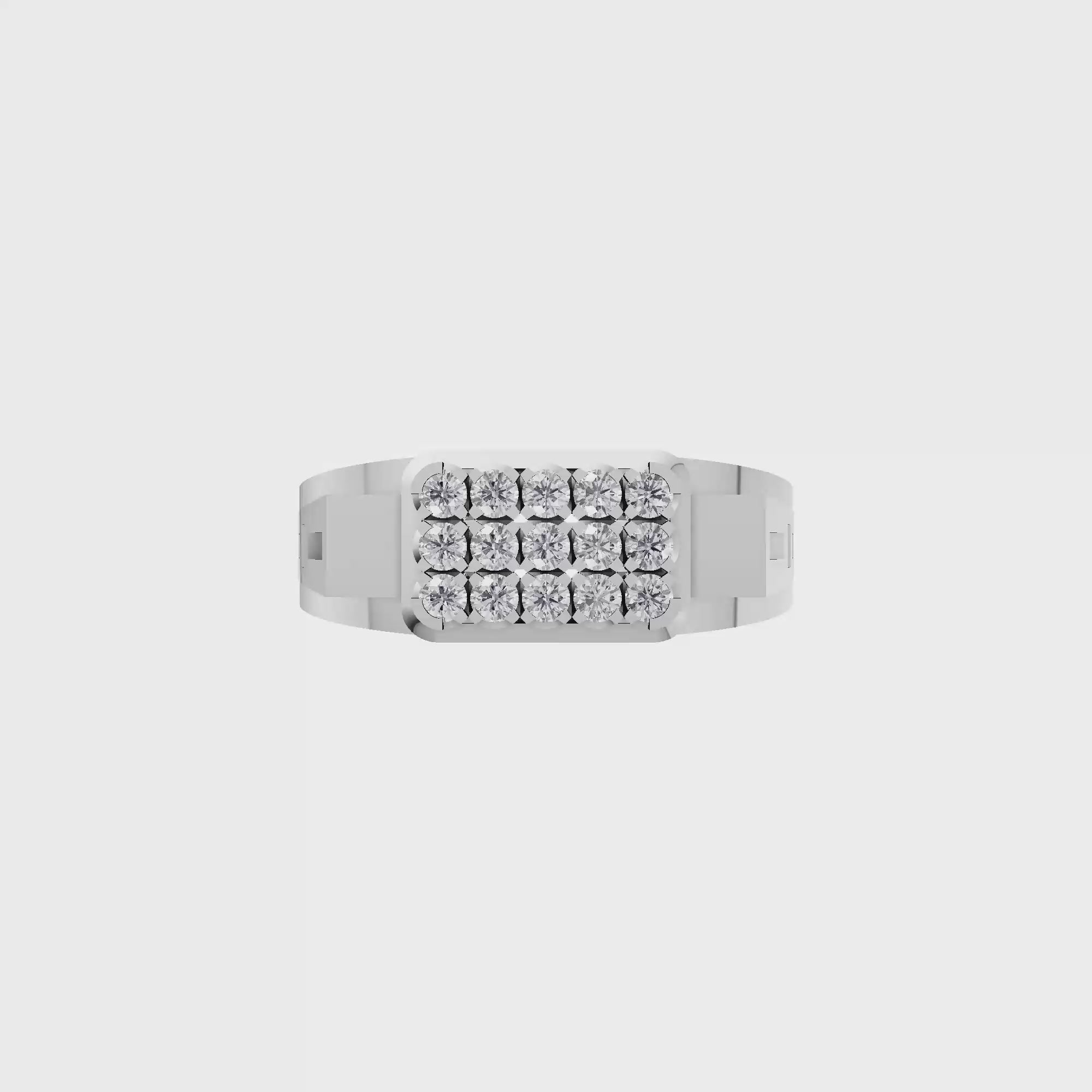 Aarinya Cut-Out Shoulder Lab Grown Diamond Cluster Ring, The Architectural Diamond Grid Men's Ring
