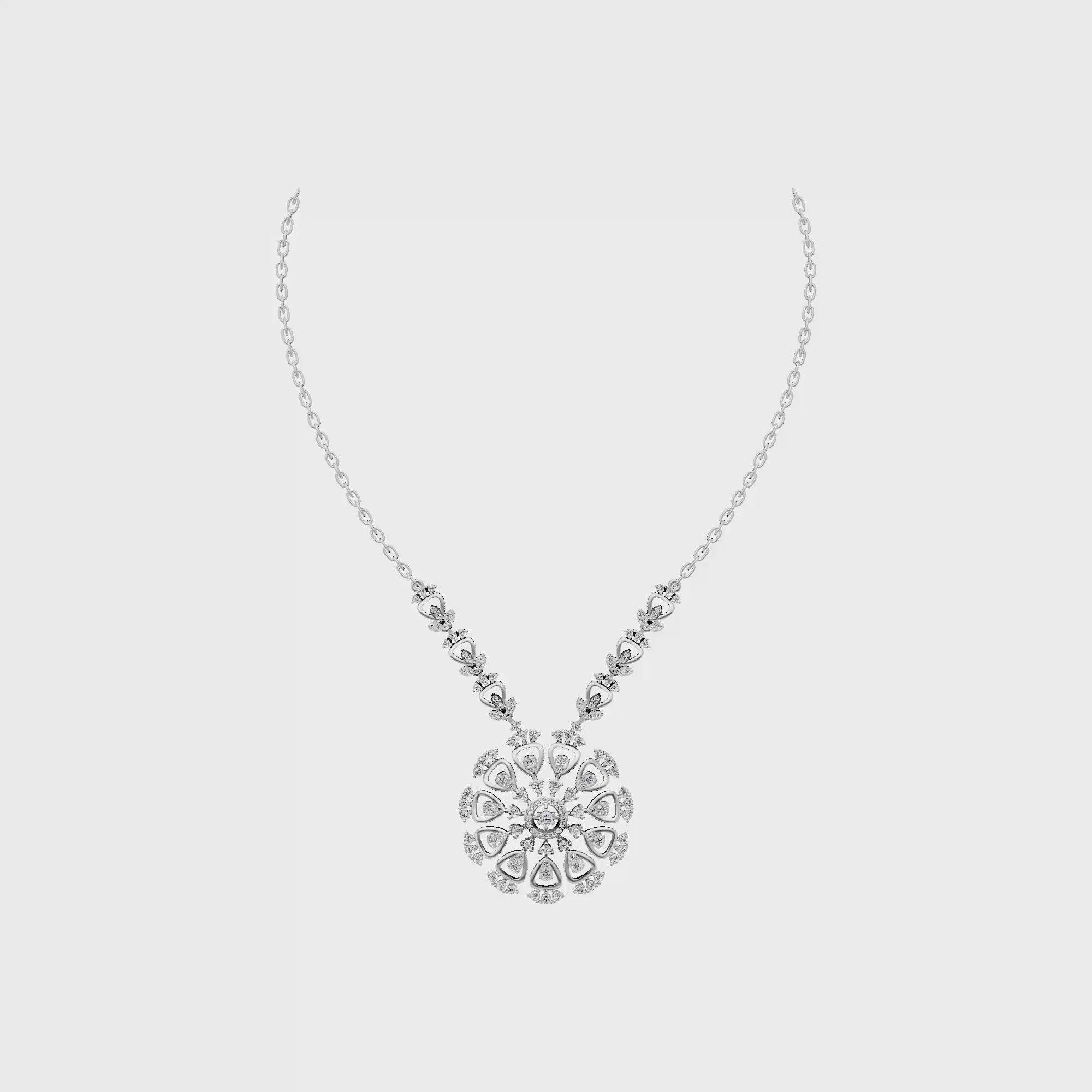 Aarinya Lumina Sunburst Floral Diamond Pendant Necklace