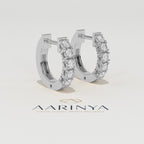 Aarinya Aurelia Diamond Hoop Earrings, Classic Round Diamond Hoop Earrings, 5-Stone Daily Wear Hoop Earrings
