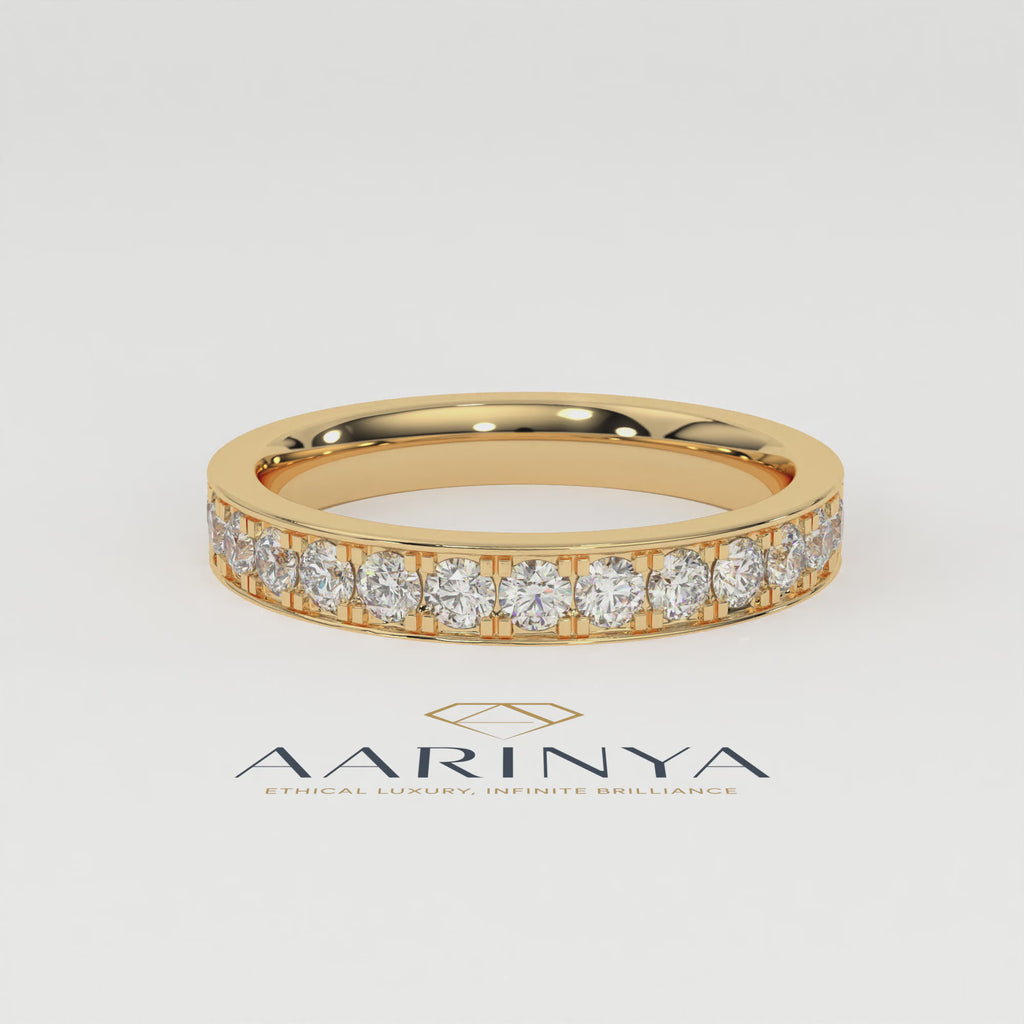 Aarinya Aurelia Eternity Band, The Infinite Brilliance Stackable Ring, Classic Bordered Round Diamond Band
