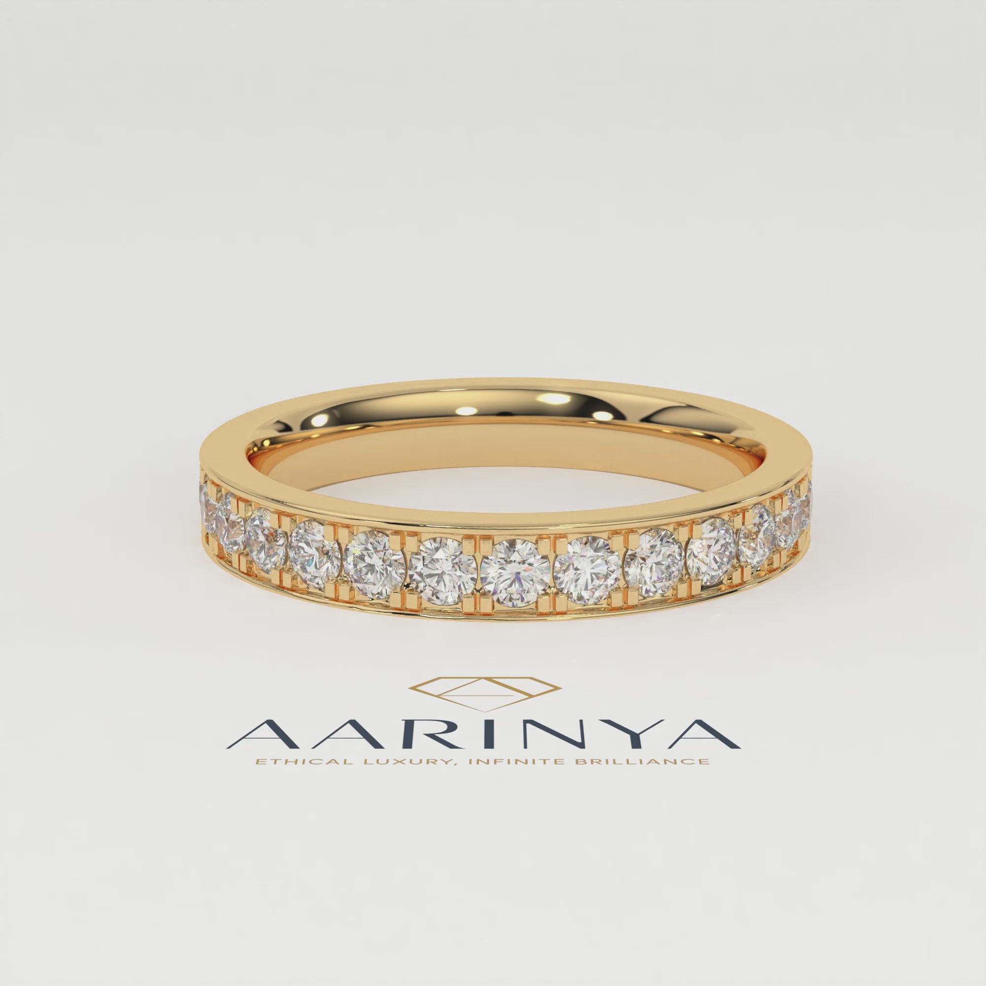 Aarinya Aurelia Eternity Band, The Infinite Brilliance Stackable Ring, Classic Bordered Round Diamond Band