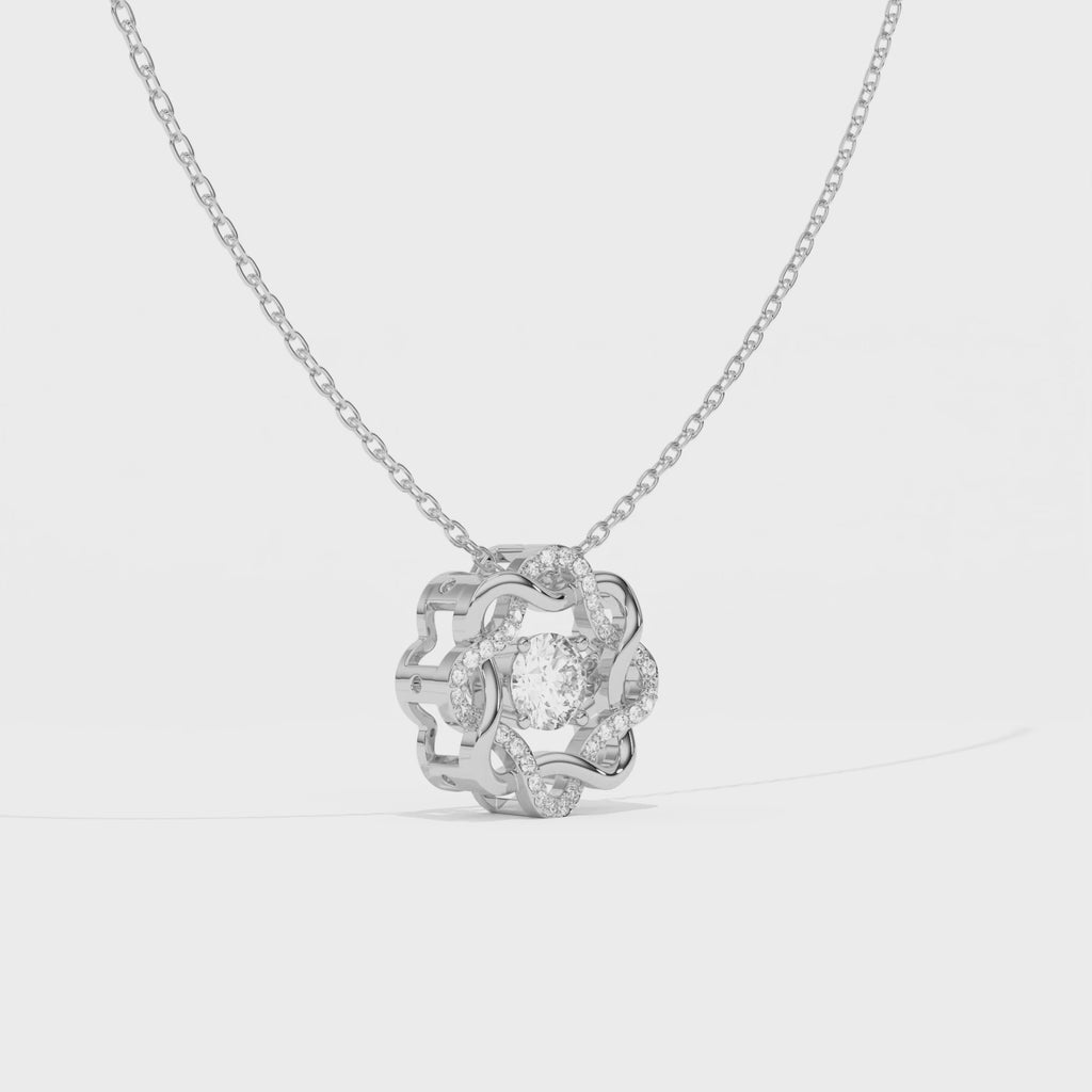Aarinya Wave Dancing Solitaire Diamond Rosette Pendant