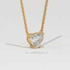 Aarinya Amore Heart Pendant, Minimalist Heart Cut Diamond Pendant