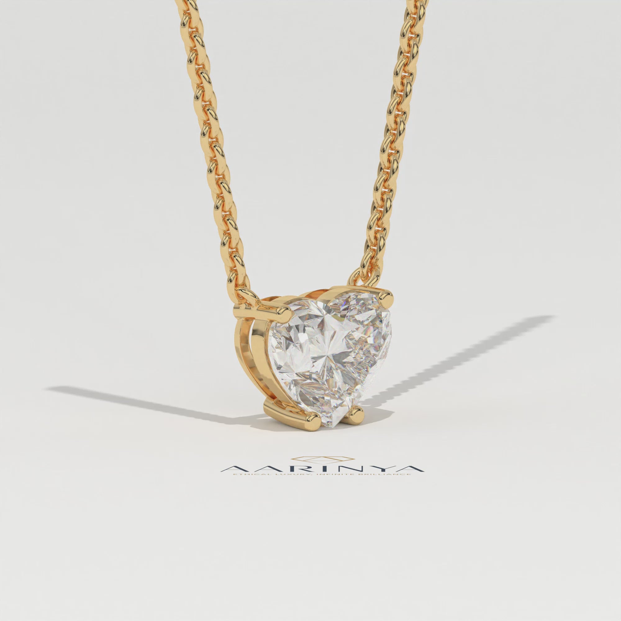 Aarinya Amore Heart Pendant, Minimalist Heart Cut Diamond Pendant