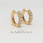 Aarinya Aurelia Diamond Hoop Earrings, Classic Round Diamond Hoop Earrings, 5-Stone Daily Wear Hoop Earrings