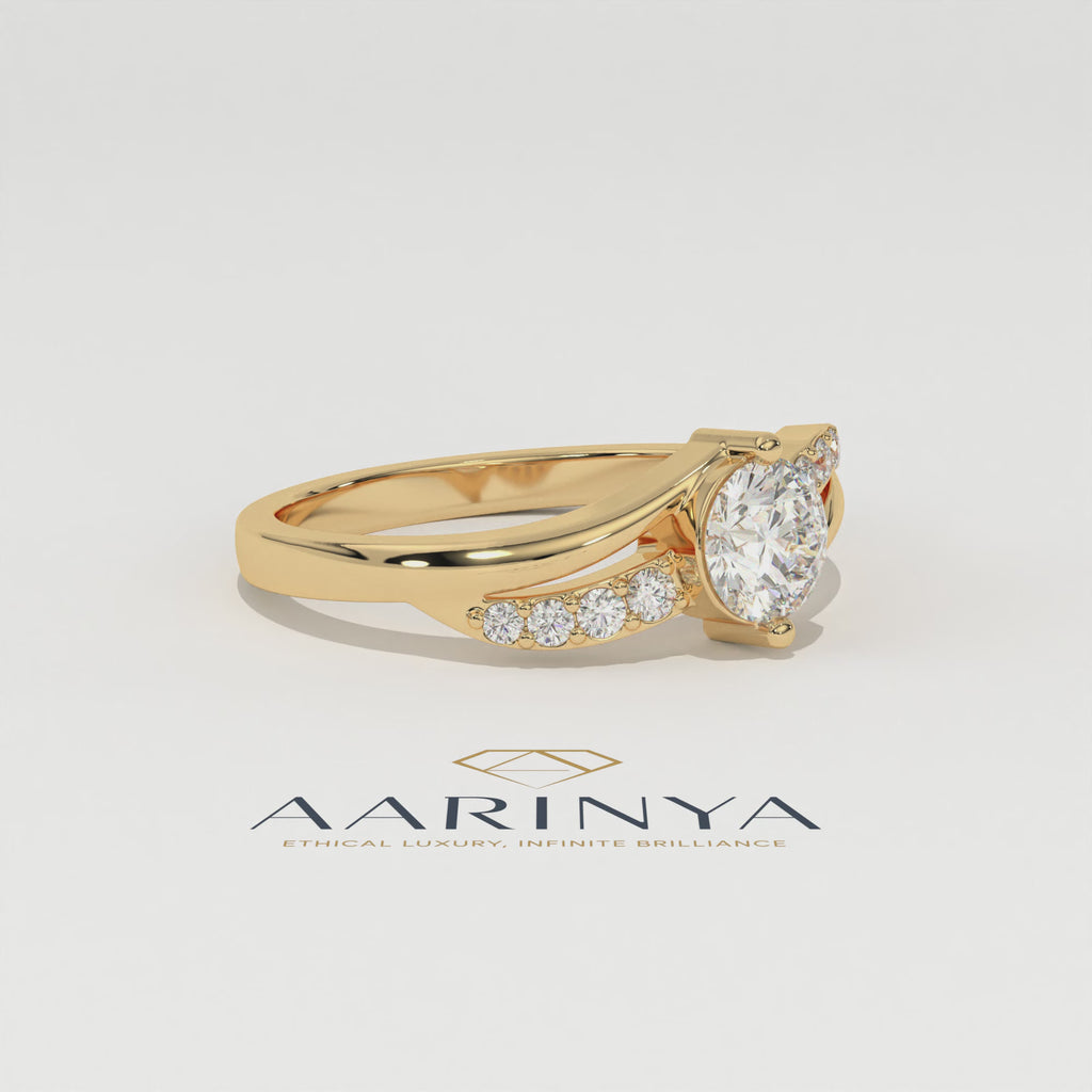 Aarinya Infinity Wave Ring, Sleek Asymmetric  Ring