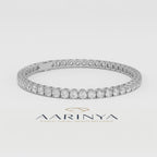 Aarinya Round Brilliant-Cut Lab-Grown Diamond Continuous Tennis Bracelet, The Centurion Minimalist Shared-Prong Collet Bracelet