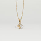 Aarinya Princess-Cut Kite-Set Lab-Grown Diamond Pendant, The Centurion Minimalist Tiered Compass-Set Pendant