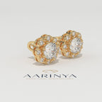 Aarinya Blossom Floral Tops Earring, The Radiant Flower Earring, Petite Petal Diamond Tops, Flower Diamond Earrings