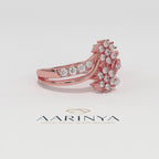 Aarinya Twin Floral Cluster Diamond Ring, The Helix Dual Rosette Ring, Twin Cluster Bypass Ring