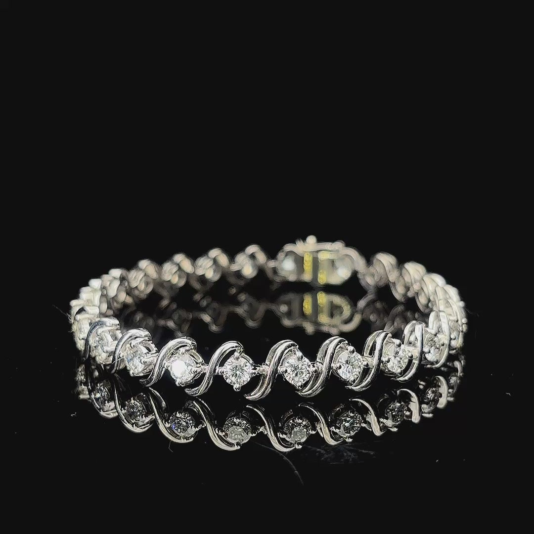 Aarinya Lab-Grown Diamond Wave-Link Eternity Tennis Bracelet, The Centurion Minimalist S-Scroll Interlocking Ribbon Bracelet