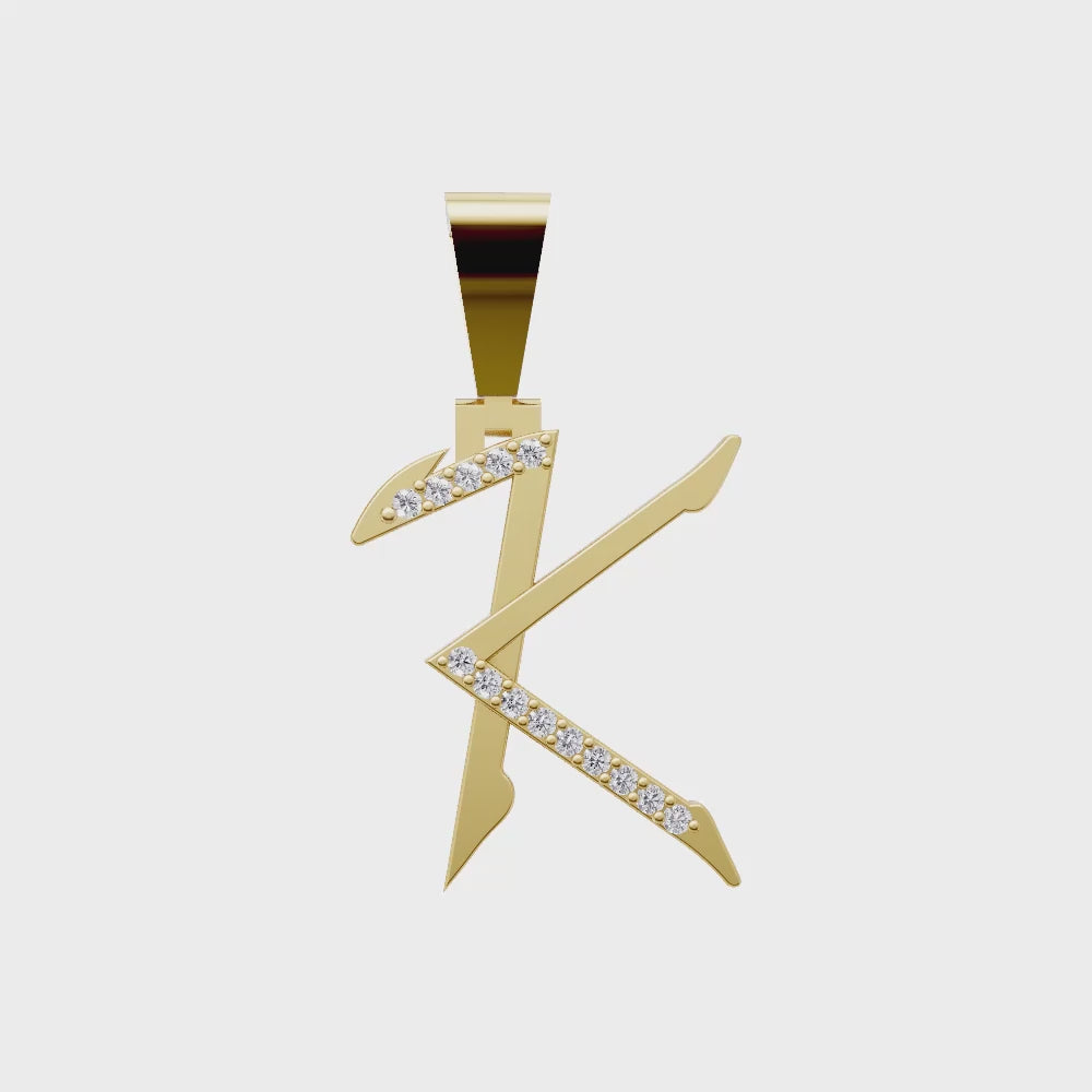 Aarinya Sculpted 'K' Lab Grown Diamond Pendant, The Prism Sculpted Initial 'K' Pendant