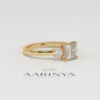 Aarinya Princess Cut Geometric Three-Stone Ring, The Empress Square Trilogy Ring, The Angular Brilliance Chevron Ring