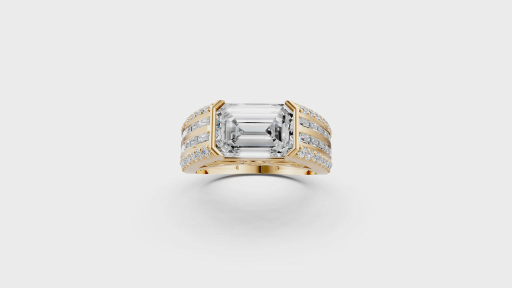 The Sovereign Emerald-Cut Statement Ring, Monarch Multi-Row Lab-Grown Diamond Band