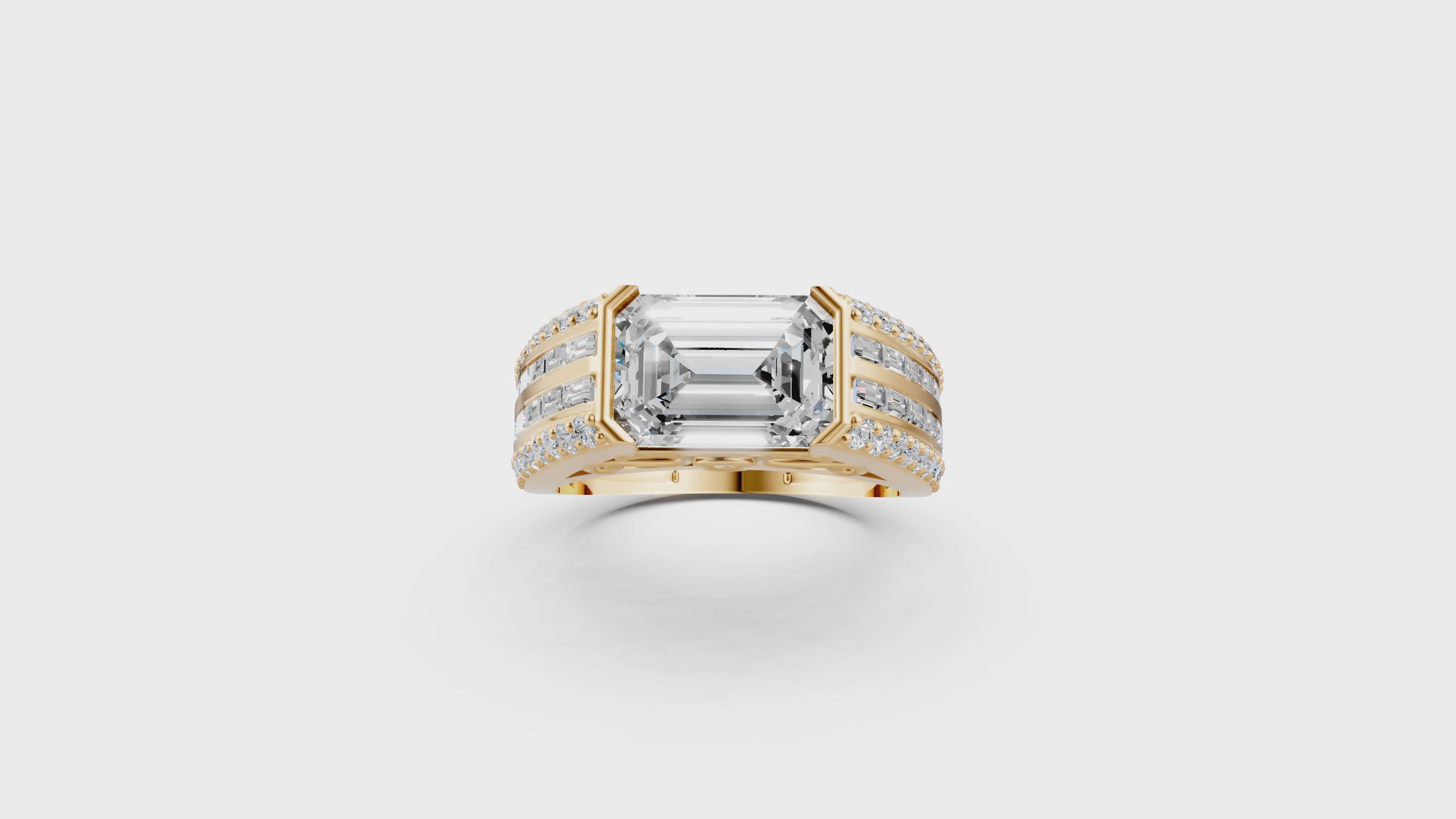 The Sovereign Emerald-Cut Statement Ring, Monarch Multi-Row Lab-Grown Diamond Band