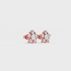 Aarinya Floral Crown Diamond Stud Earrings, Centurion Minimalist Petal-Prong Rosetta Ear Post