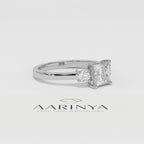 Aarinya Princess Cut Geometric Three-Stone Ring, The Empress Square Trilogy Ring, The Angular Brilliance Chevron Ring
