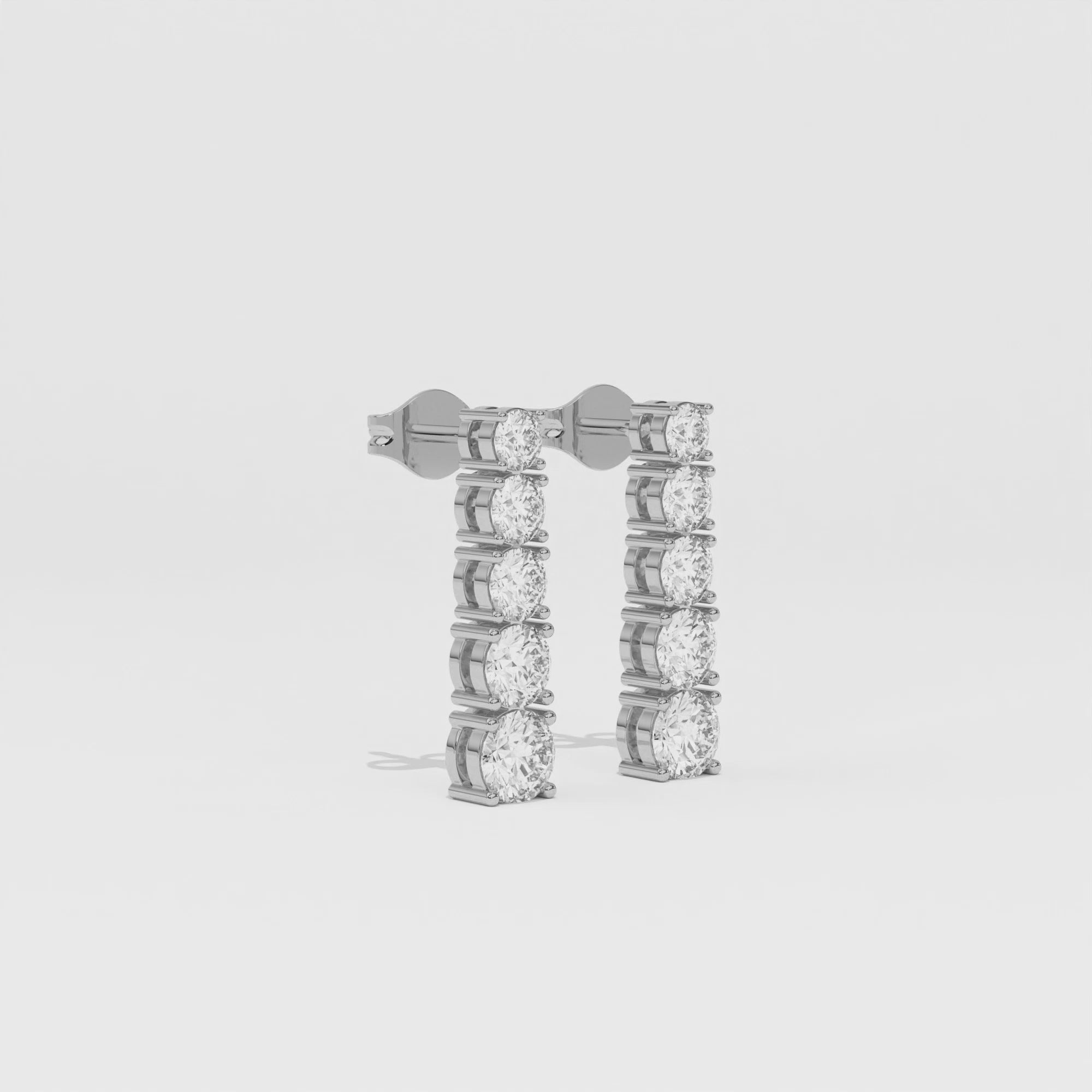 Aarinya Lab-Grown Diamond Linear Drop Earrings, The Centurion Minimalist Tiered Collet Cascade Earrings