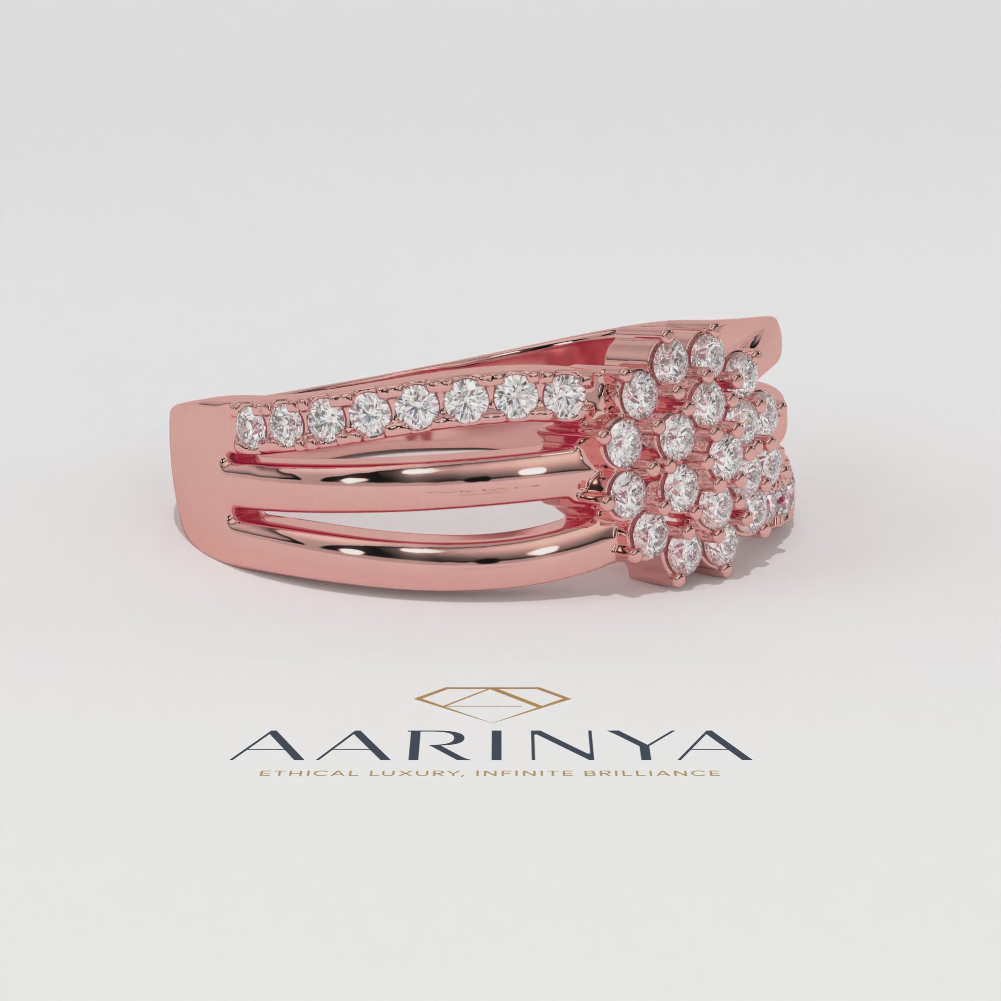 Aarinya Cluster Cathedral Lab-Grown Diamond Ring, The Regent Square Ring, The Empress Tiered Cathedral Cluster Ring