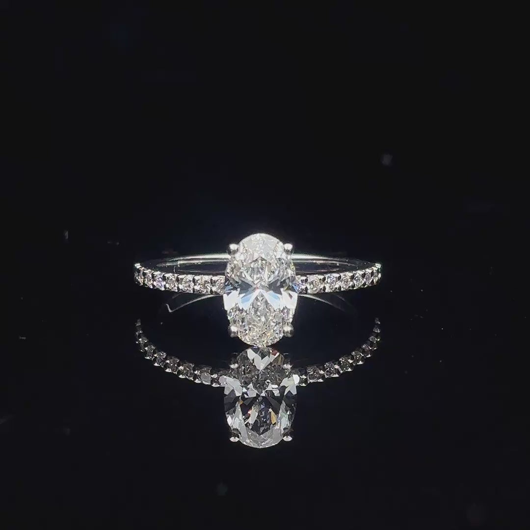 Aarinya Oval Cut Diamond Engagement Ring, Trendy Oval Ring, Birthday Gift Diamond Ring