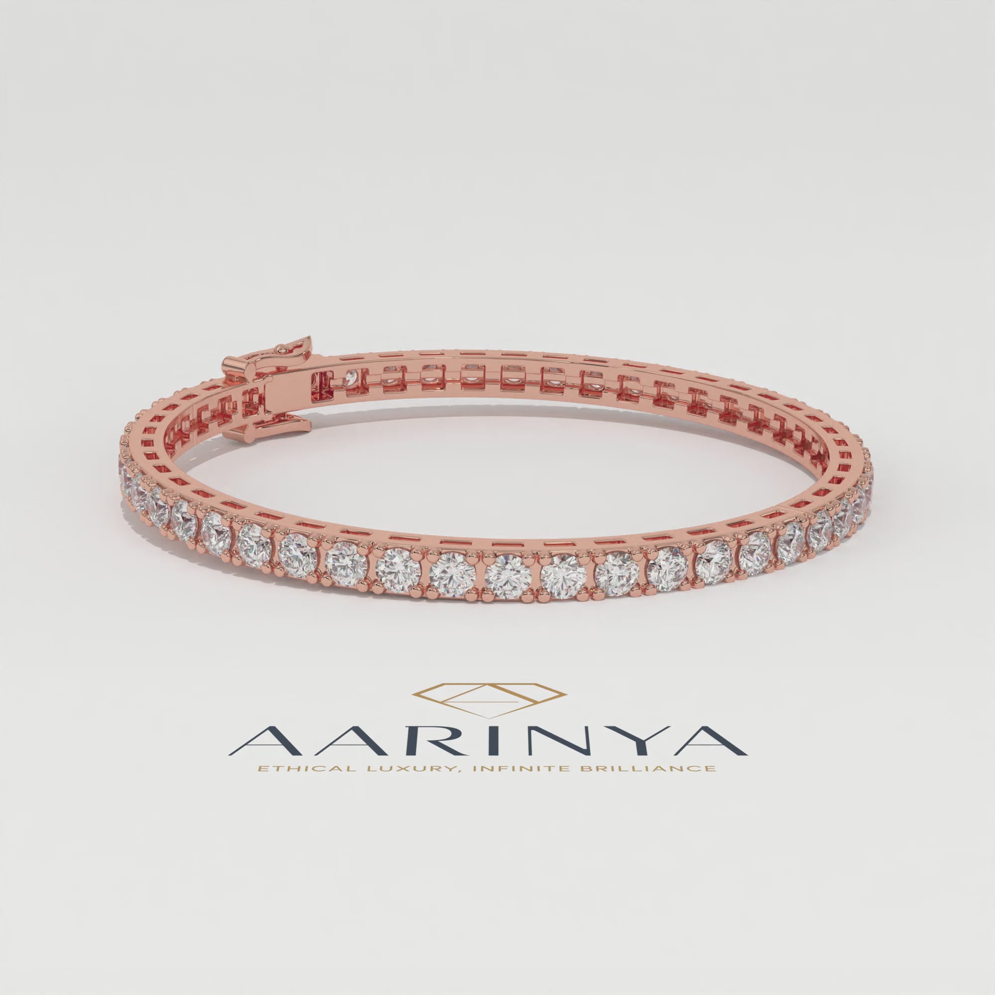 Aarinya Round Brilliant-Cut Lab-Grown Diamond Single-Line Tennis Bracelet